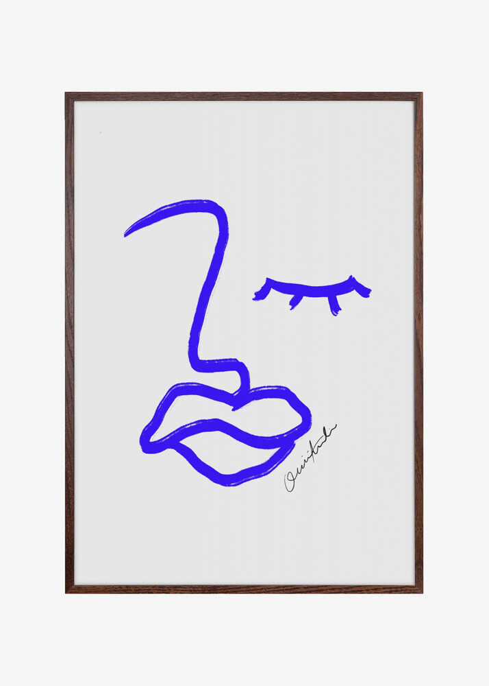 Minimalist Blue Line Face