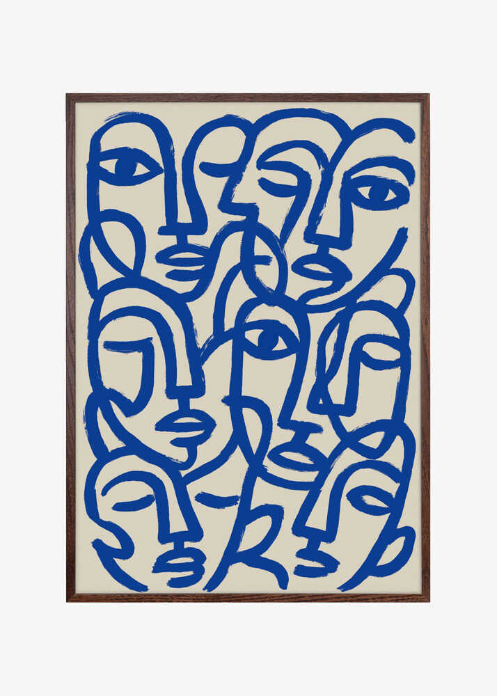 Interconnected Blue Faces