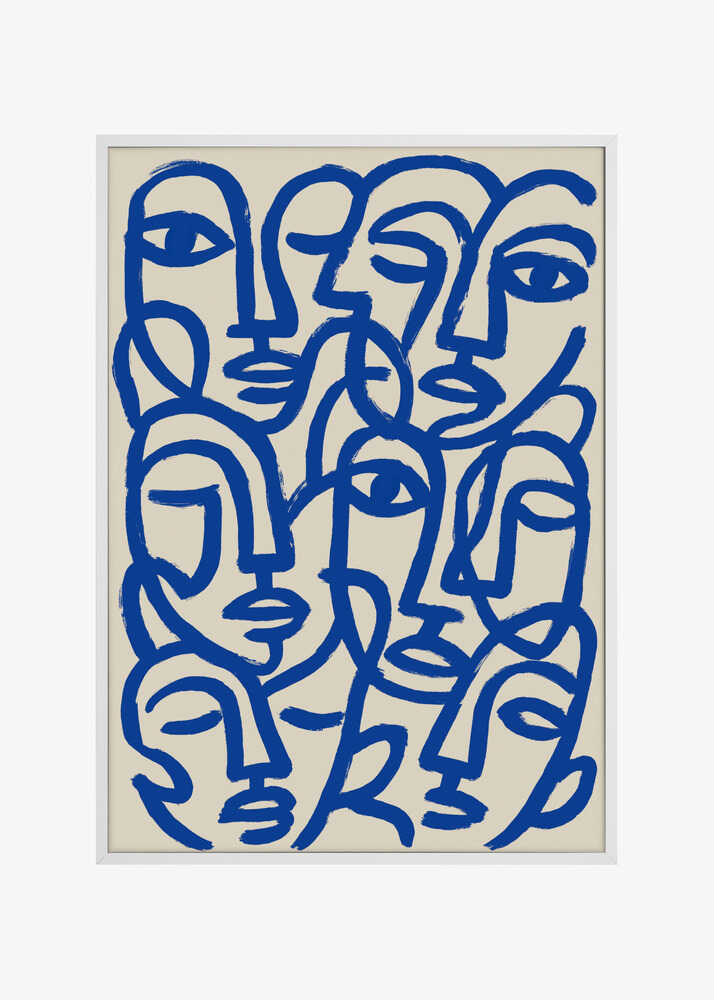 Interconnected Blue Faces