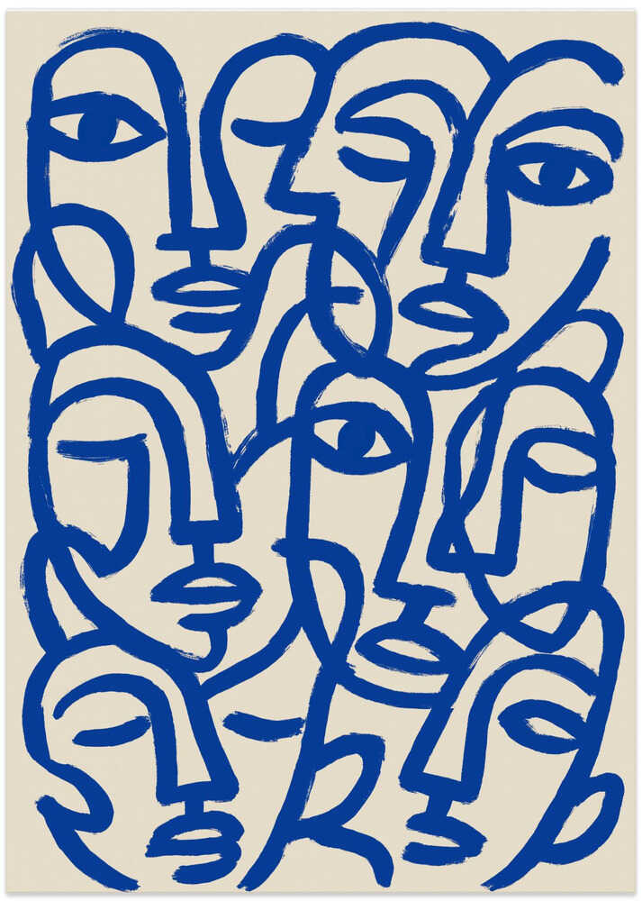 Interconnected Blue Faces