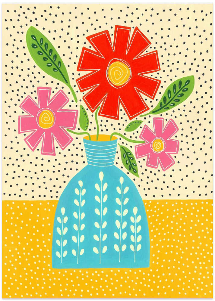 Bright Flowers In Vase