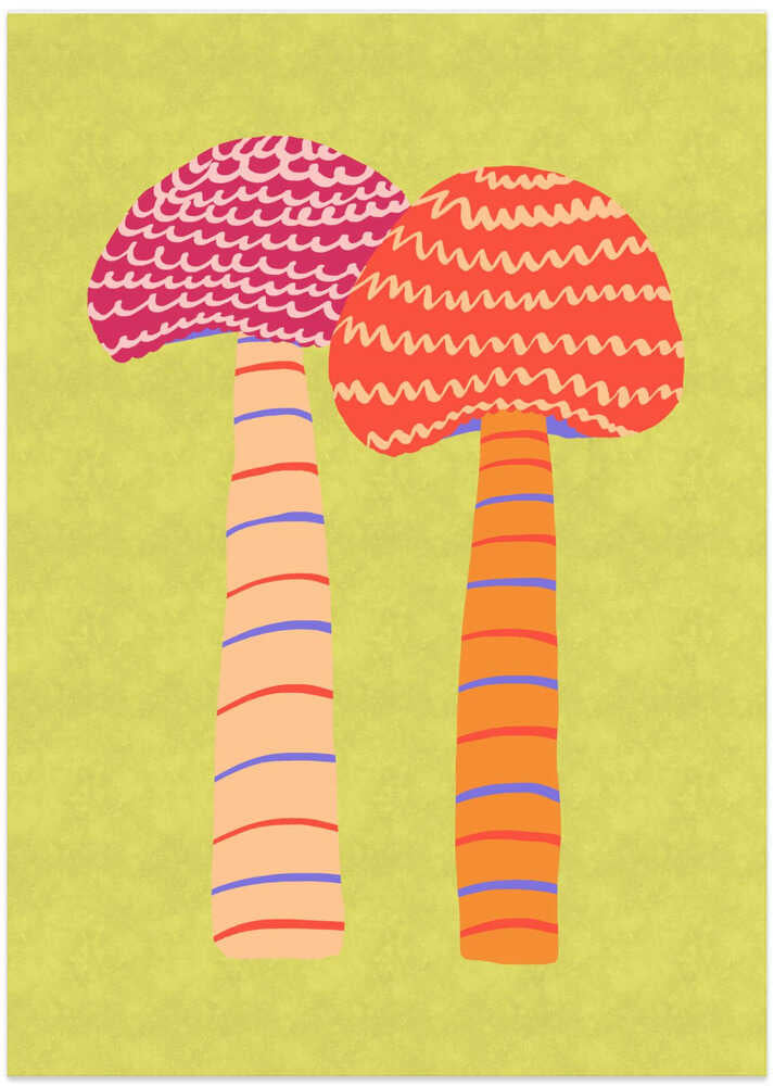 Whimsical Striped Mushrooms