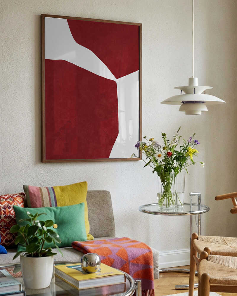 Deep Red Abstract Forms