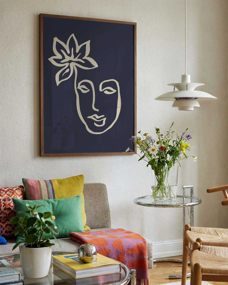 Blooming Face Line Art