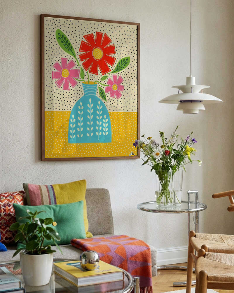 Bright Flowers In Vase